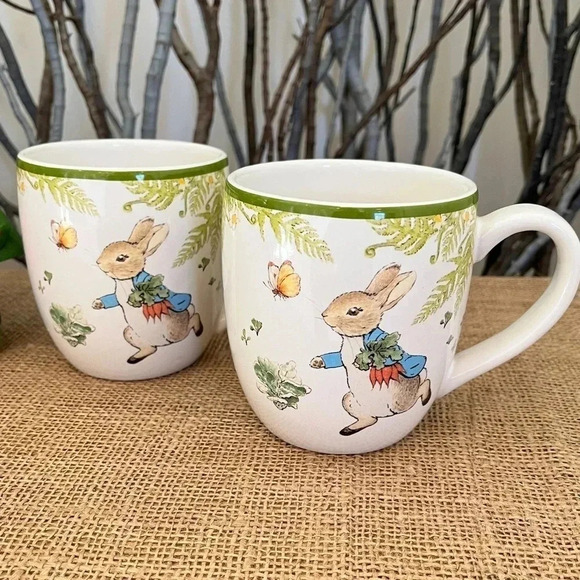 Pottery Barn Two Peter Rabbit Beatrix Potter Mugs (2) - Picture 1 of 10
